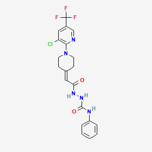 molecular formula C20H19ClF3N5O2 B2828741 2-(2-{1-[3-chloro-5-(trifluoromethyl)-2-pyridinyl]-4-piperidinylidene}acetyl)-N-phenyl-1-hydrazinecarboxamide CAS No. 338761-64-1