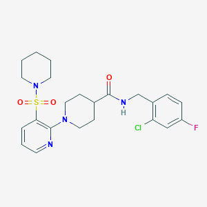 molecular formula C23H28ClFN4O3S B2828745 N-[(2-chloro-4-fluorophenyl)methyl]-1-[3-(piperidine-1-sulfonyl)pyridin-2-yl]piperidine-4-carboxamide CAS No. 1189718-51-1