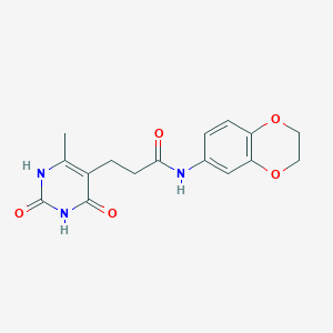 molecular formula C16H17N3O5 B2828753 N-(2,3-dihydrobenzo[b][1,4]dioxin-6-yl)-3-(6-methyl-2,4-dioxo-1,2,3,4-tetrahydropyrimidin-5-yl)propanamide CAS No. 1105203-05-1