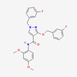 molecular formula C26H23F2N3O4 B2828780 N-(2,4-dimethoxyphenyl)-1-(3-fluorobenzyl)-3-((3-fluorobenzyl)oxy)-1H-pyrazole-4-carboxamide CAS No. 1013769-76-0