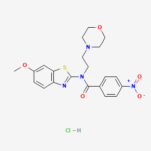 molecular formula C21H23ClN4O5S B2828797 N-(6-methoxybenzo[d]thiazol-2-yl)-N-(2-morpholinoethyl)-4-nitrobenzamide hydrochloride CAS No. 1216596-43-8