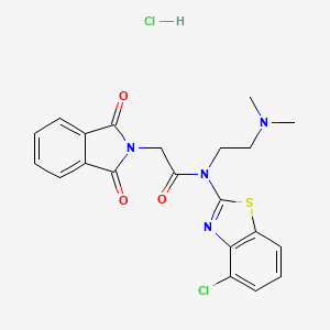 molecular formula C21H20Cl2N4O3S B2828885 N-(4-chloro-1,3-benzothiazol-2-yl)-N-[2-(dimethylamino)ethyl]-2-(1,3-dioxo-2,3-dihydro-1H-isoindol-2-yl)acetamide hydrochloride CAS No. 1216970-54-5