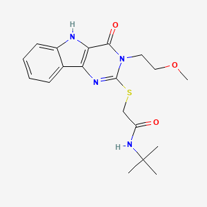 molecular formula C19H24N4O3S B2828916 N-tert-butyl-2-{[3-(2-methoxyethyl)-4-oxo-3H,4H,5H-pyrimido[5,4-b]indol-2-yl]sulfanyl}acetamide CAS No. 888434-30-8