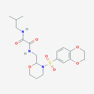 molecular formula C19H27N3O7S B2828917 N'-{[3-(2,3-dihydro-1,4-benzodioxine-6-sulfonyl)-1,3-oxazinan-2-yl]methyl}-N-(2-methylpropyl)ethanediamide CAS No. 869071-73-8
