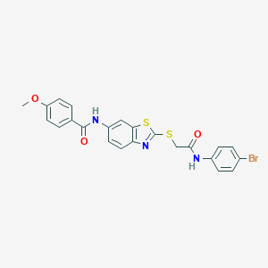 molecular formula C23H18BrN3O3S2 B282896 N-[2-({2-[(4-bromophenyl)amino]-2-oxoethyl}sulfanyl)-1,3-benzothiazol-6-yl]-4-methoxybenzamide 