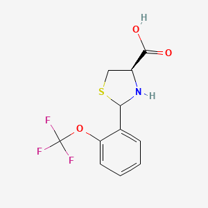 molecular formula C11H10F3NO3S B2828973 (4R)-2-[2-(trifluoromethoxy)phenyl]-1,3-thiazolidine-4-carboxylic acid CAS No. 1212484-57-5