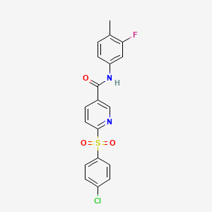 molecular formula C19H14ClFN2O3S B2828996 6-(4-chlorobenzenesulfonyl)-N-(3-fluoro-4-methylphenyl)pyridine-3-carboxamide CAS No. 1286728-27-5