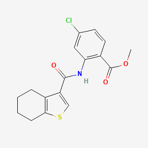 molecular formula C17H16ClNO3S B2829009 METHYL 4-CHLORO-2-(4,5,6,7-TETRAHYDRO-1-BENZOTHIOPHENE-3-AMIDO)BENZOATE CAS No. 868153-78-0