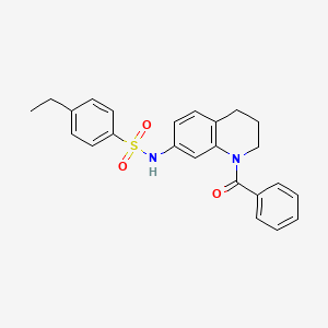molecular formula C24H24N2O3S B2829016 N-(1-benzoyl-1,2,3,4-tetrahydroquinolin-7-yl)-4-ethylbenzene-1-sulfonamide CAS No. 946289-90-3