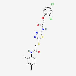 molecular formula C20H18Cl2N4O3S2 B2829052 2-(2,4-dichlorophenoxy)-N-[5-({[(2,4-dimethylphenyl)carbamoyl]methyl}sulfanyl)-1,3,4-thiadiazol-2-yl]acetamide CAS No. 392295-53-3