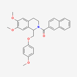 molecular formula C30H29NO5 B2829054 (6,7-dimethoxy-1-((4-methoxyphenoxy)methyl)-3,4-dihydroisoquinolin-2(1H)-yl)(naphthalen-2-yl)methanone CAS No. 680603-79-6