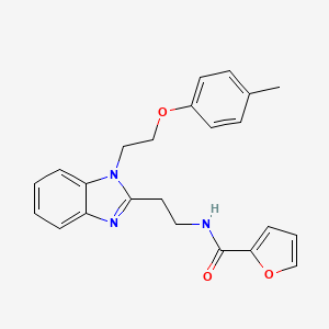 molecular formula C23H23N3O3 B2829060 N-(2-{1-[2-(4-methylphenoxy)ethyl]-1H-1,3-benzodiazol-2-yl}ethyl)furan-2-carboxamide CAS No. 871547-61-4
