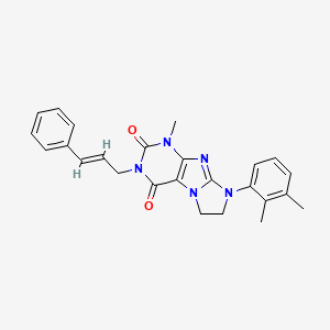 molecular formula C25H25N5O2 B2829073 3-cinnamyl-8-(2,3-dimethylphenyl)-1-methyl-7,8-dihydro-1H-imidazo[2,1-f]purine-2,4(3H,6H)-dione CAS No. 938750-63-1