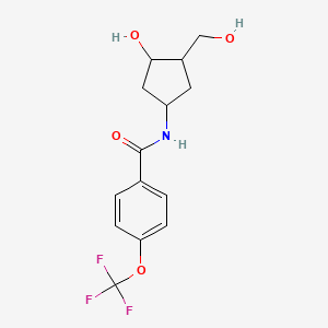 molecular formula C14H16F3NO4 B2829224 N-[3-Hydroxy-4-(hydroxymethyl)cyclopentyl]-4-(trifluoromethoxy)benzamide CAS No. 1421474-38-5