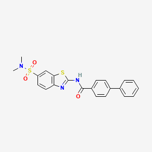 molecular formula C22H19N3O3S2 B2829247 N-[6-(dimethylsulfamoyl)-1,3-benzothiazol-2-yl]-[1,1'-biphenyl]-4-carboxamide CAS No. 923172-42-3
