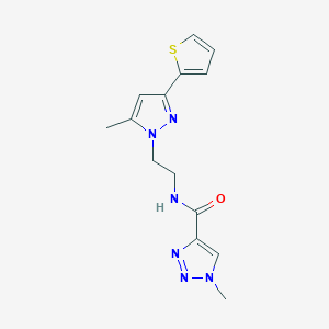 1-methyl-N-(2-(5-methyl-3-(thiophen-2-yl)-1H-pyrazol-1-yl)ethyl)-1H-1,2,3-triazole-4-carboxamide