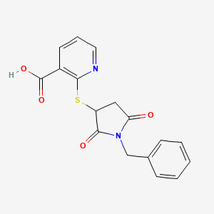 2-((1-Benzyl-2,5-dioxopyrrolidin-3-yl)thio)nicotinic acid