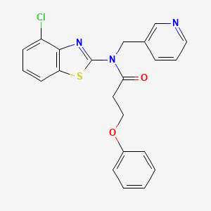 molecular formula C22H18ClN3O2S B2829280 N-(4-chloro-1,3-benzothiazol-2-yl)-3-phenoxy-N-[(pyridin-3-yl)methyl]propanamide CAS No. 895016-40-7