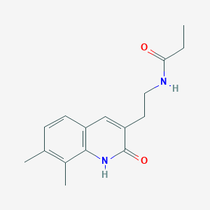 molecular formula C16H20N2O2 B2829289 N-(2-(7,8-dimethyl-2-oxo-1,2-dihydroquinolin-3-yl)ethyl)propionamide CAS No. 851408-20-3