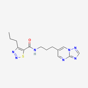 molecular formula C14H17N7OS B2829295 N-(3-([1,2,4]triazolo[1,5-a]pyrimidin-6-yl)propyl)-4-propyl-1,2,3-thiadiazole-5-carboxamide CAS No. 2034227-40-0
