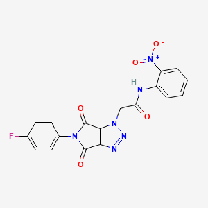 molecular formula C18H13FN6O5 B2829303 2-[5-(4-fluorophenyl)-4,6-dioxo-1H,3aH,4H,5H,6H,6aH-pyrrolo[3,4-d][1,2,3]triazol-1-yl]-N-(2-nitrophenyl)acetamide CAS No. 1052605-41-0