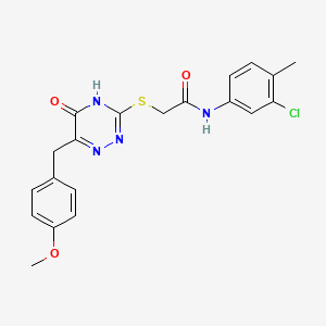 molecular formula C20H19ClN4O3S B2829336 N-(3-chloro-4-methylphenyl)-2-({6-[(4-methoxyphenyl)methyl]-5-oxo-4,5-dihydro-1,2,4-triazin-3-yl}sulfanyl)acetamide CAS No. 898618-96-7