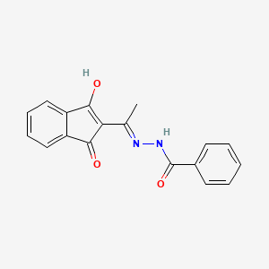 molecular formula C18H14N2O3 B2829372 N-[1-(1-hydroxy-3-oxoinden-2-yl)ethylideneamino]benzamide CAS No. 1020251-95-9