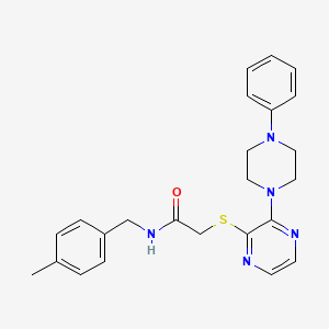 molecular formula C24H27N5OS B2829375 N-[(4-methylphenyl)methyl]-2-{[3-(4-phenylpiperazin-1-yl)pyrazin-2-yl]sulfanyl}acetamide CAS No. 1029733-68-3