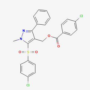 {5-[(4-chlorophenyl)sulfonyl]-1-methyl-3-phenyl-1H-pyrazol-4-yl}methyl 4-chlorobenzenecarboxylate