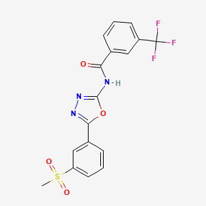 molecular formula C17H12F3N3O4S B2829494 N-[5-(3-methanesulfonylphenyl)-1,3,4-oxadiazol-2-yl]-3-(trifluoromethyl)benzamide CAS No. 886929-13-1
