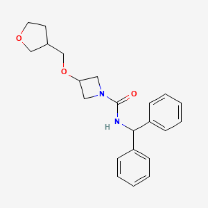 molecular formula C22H26N2O3 B2829526 N-(diphenylmethyl)-3-[(oxolan-3-yl)methoxy]azetidine-1-carboxamide CAS No. 2309343-05-1