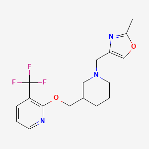 B2829566 2-Methyl-4-[[3-[[3-(trifluoromethyl)pyridin-2-yl]oxymethyl]piperidin-1-yl]methyl]-1,3-oxazole CAS No. 2379985-86-9