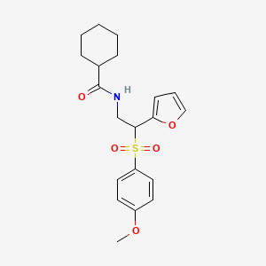 molecular formula C20H25NO5S B2829579 N-[2-(furan-2-yl)-2-(4-methoxybenzenesulfonyl)ethyl]cyclohexanecarboxamide CAS No. 946366-78-5