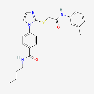 molecular formula C23H26N4O2S B2829603 N-butyl-4-[2-({[(3-methylphenyl)carbamoyl]methyl}sulfanyl)-1H-imidazol-1-yl]benzamide CAS No. 1207017-29-5
