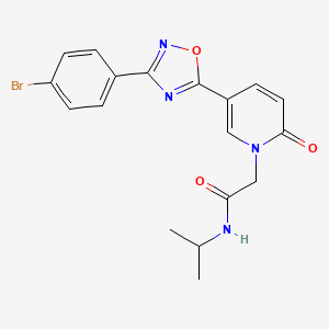 molecular formula C18H17BrN4O3 B2829637 2-{5-[3-(4-bromophenyl)-1,2,4-oxadiazol-5-yl]-2-oxo-1,2-dihydropyridin-1-yl}-N-(propan-2-yl)acetamide CAS No. 1326807-43-5
