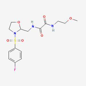 molecular formula C15H20FN3O6S B2829672 N'-{[3-(4-fluorobenzenesulfonyl)-1,3-oxazolidin-2-yl]methyl}-N-(2-methoxyethyl)ethanediamide CAS No. 874805-90-0