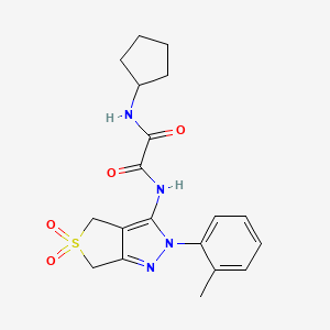 molecular formula C19H22N4O4S B2829690 N'-cyclopentyl-N-[2-(2-methylphenyl)-5,5-dioxo-2H,4H,6H-5lambda6-thieno[3,4-c]pyrazol-3-yl]ethanediamide CAS No. 899994-90-2