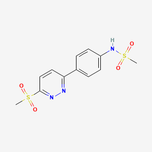 molecular formula C12H13N3O4S2 B2829708 N-[4-(6-methanesulfonylpyridazin-3-yl)phenyl]methanesulfonamide CAS No. 921837-33-4