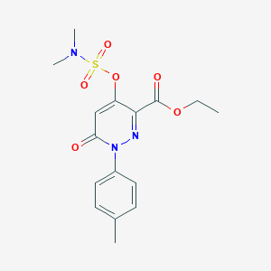 molecular formula C16H19N3O6S B2829709 ethyl 4-[(dimethylsulfamoyl)oxy]-1-(4-methylphenyl)-6-oxo-1,6-dihydropyridazine-3-carboxylate CAS No. 899958-82-8