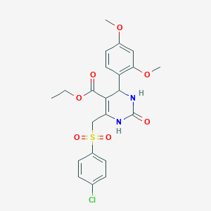 molecular formula C22H23ClN2O7S B2829712 ethyl 6-[(4-chlorobenzenesulfonyl)methyl]-4-(2,4-dimethoxyphenyl)-2-oxo-1,2,3,4-tetrahydropyrimidine-5-carboxylate CAS No. 865657-06-3