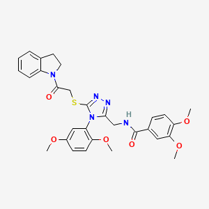 N-((4-(2,5-dimethoxyphenyl)-5-((2-(indolin-1-yl)-2-oxoethyl)thio)-4H-1,2,4-triazol-3-yl)methyl)-3,4-dimethoxybenzamide