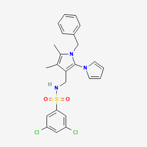 molecular formula C24H23Cl2N3O2S B2829724 N-[(1-benzyl-4,5-dimethyl-2-pyrrol-1-ylpyrrol-3-yl)methyl]-3,5-dichlorobenzenesulfonamide CAS No. 478077-23-5