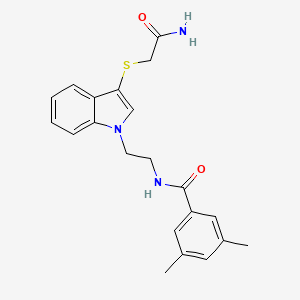 N-(2-(3-((2-amino-2-oxoethyl)thio)-1H-indol-1-yl)ethyl)-3,5-dimethylbenzamide