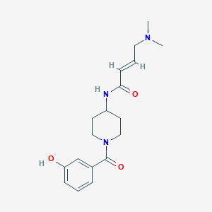 (E)-4-(Dimethylamino)-N-[1-(3-hydroxybenzoyl)piperidin-4-yl]but-2-enamide