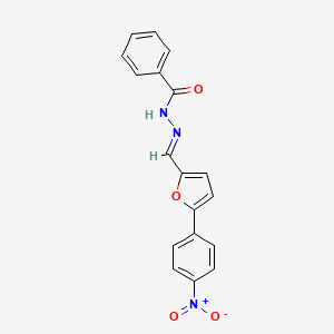 molecular formula C18H13N3O4 B2829784 (E)-N'-((5-(4-nitrophenyl)furan-2-yl)methylene)benzohydrazide CAS No. 19934-26-0