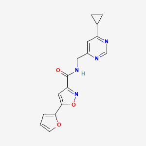 molecular formula C16H14N4O3 B2829813 N-[(6-cyclopropylpyrimidin-4-yl)methyl]-5-(furan-2-yl)-1,2-oxazole-3-carboxamide CAS No. 2178771-82-7