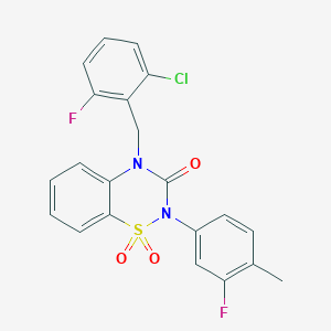 B2829846 4-(2-chloro-6-fluorobenzyl)-2-(3-fluoro-4-methylphenyl)-2H-benzo[e][1,2,4]thiadiazin-3(4H)-one 1,1-dioxide CAS No. 893790-32-4