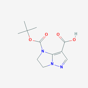 molecular formula C11H15N3O4 B2829866 1-[(叔丁氧基)甲酰]-1H,2H,3H-吡唑并[1,5-a]咪唑-7-甲酸 CAS No. 2138390-34-6