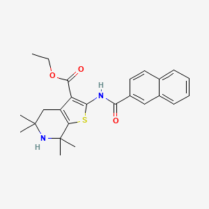 molecular formula C25H28N2O3S B2829883 ethyl 5,5,7,7-tetramethyl-2-(naphthalene-2-amido)-4H,5H,6H,7H-thieno[2,3-c]pyridine-3-carboxylate CAS No. 887901-93-1