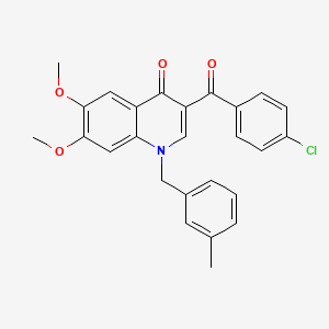 molecular formula C26H22ClNO4 B2829913 3-(4-chlorobenzoyl)-6,7-dimethoxy-1-[(3-methylphenyl)methyl]-1,4-dihydroquinolin-4-one CAS No. 866809-39-4